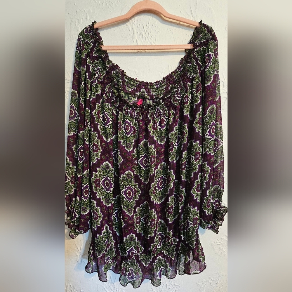 Pure Energy Long Sleeve Gathered Neck Top 2
